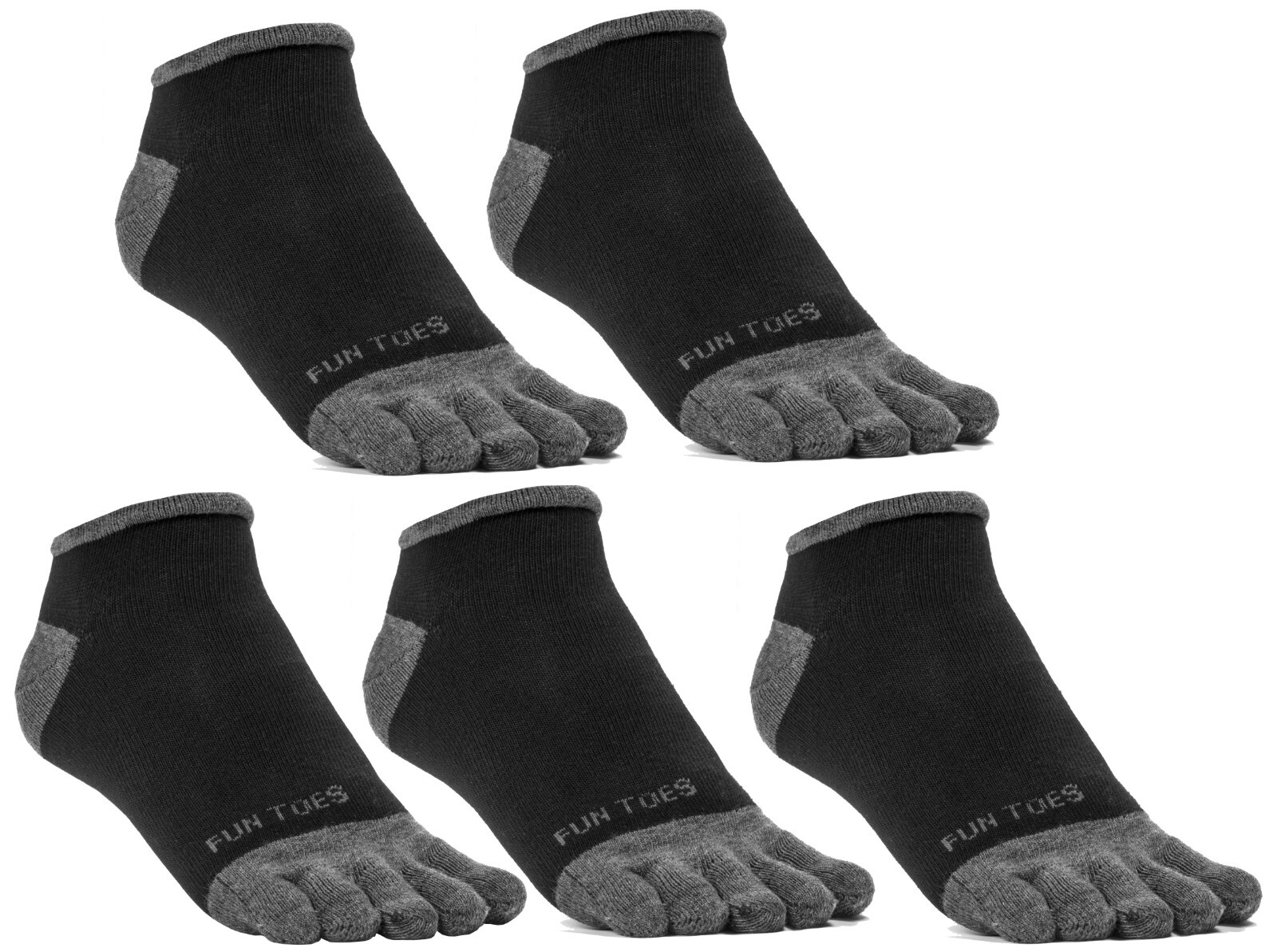 MEN Toe Socks 5 Pack For Shoe size up to 12 breathable ideal for toe shoes Black
