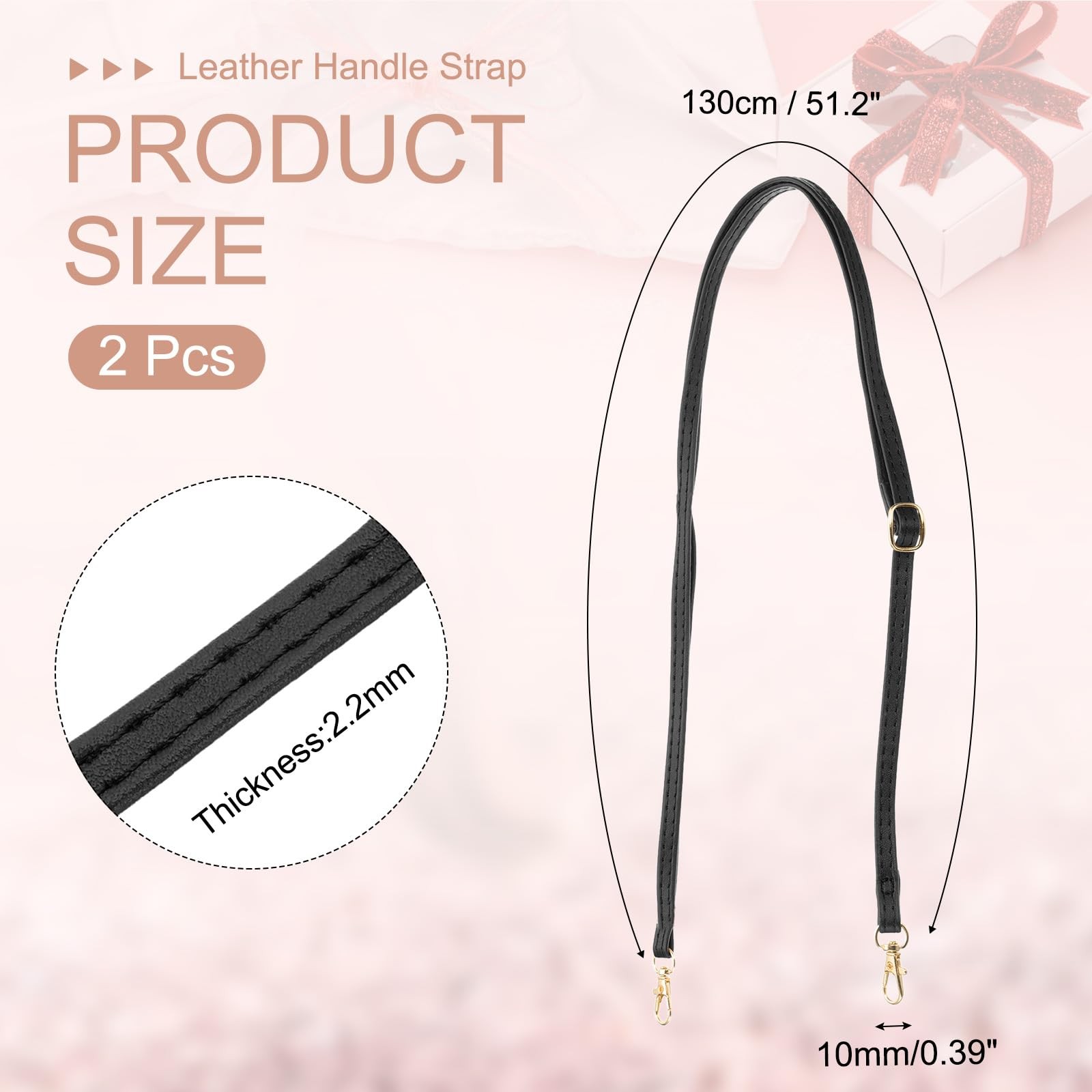 Leather Purse Handle Strap, 2 Pcs 51 Inch Adjustable Length Handbag Strap Rep...