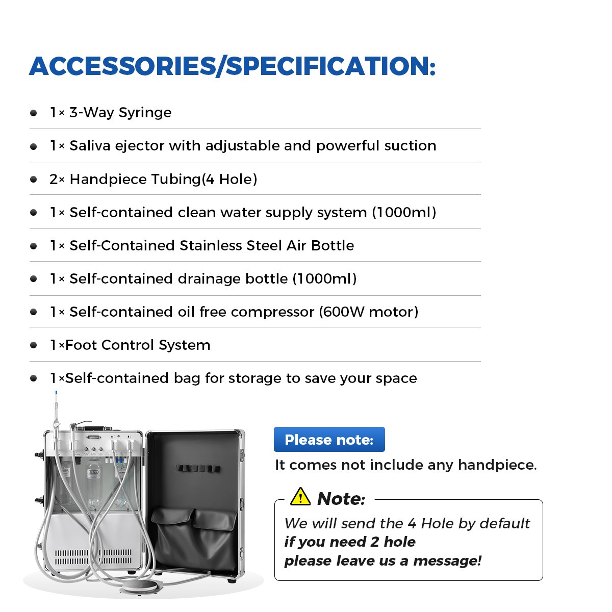 Portable Dental Delivery Unit with Air Compressor powerful suction System
