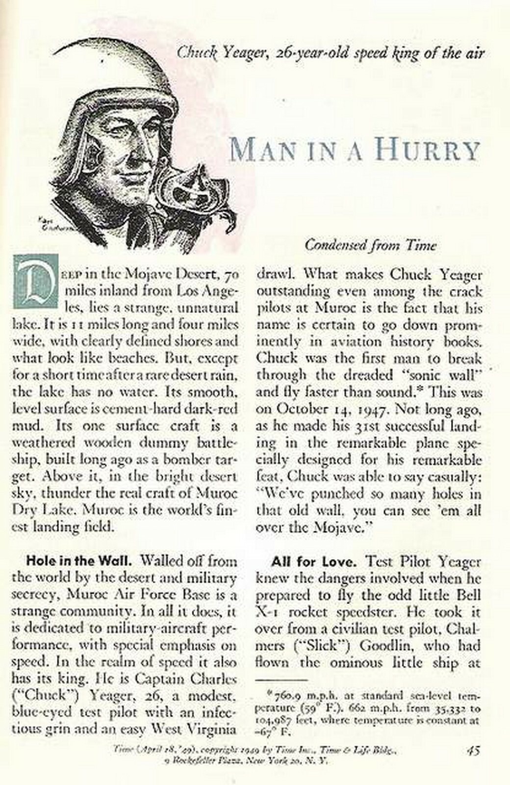 CHUCK YEAGER at 26-YEARS-OLD 1949 JET TEST PILOT FEATURE: MAN IN A HURRY