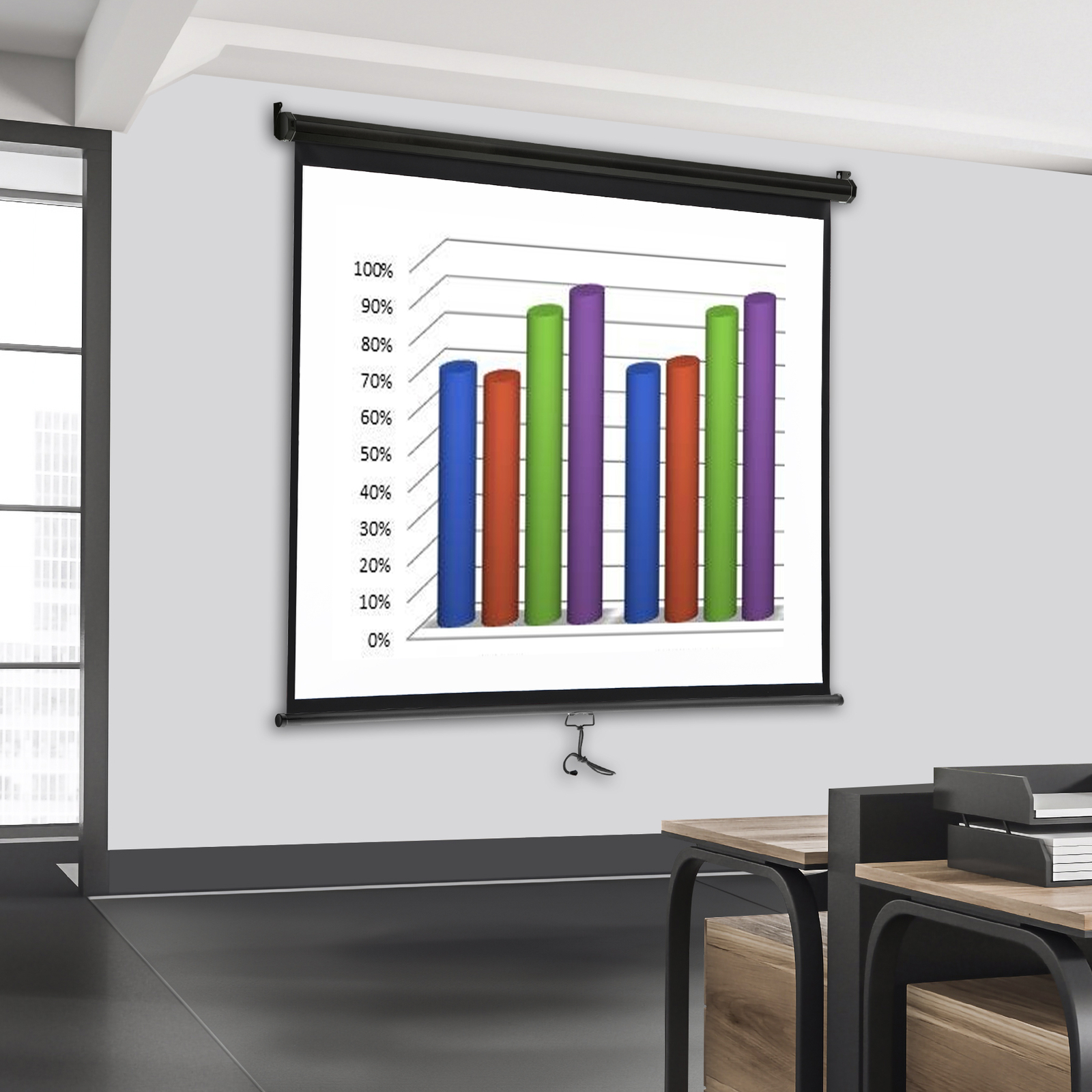 72" Black Movie Projection Screen for Outdoor Indoor 4:3 Foldable 160° Viewing