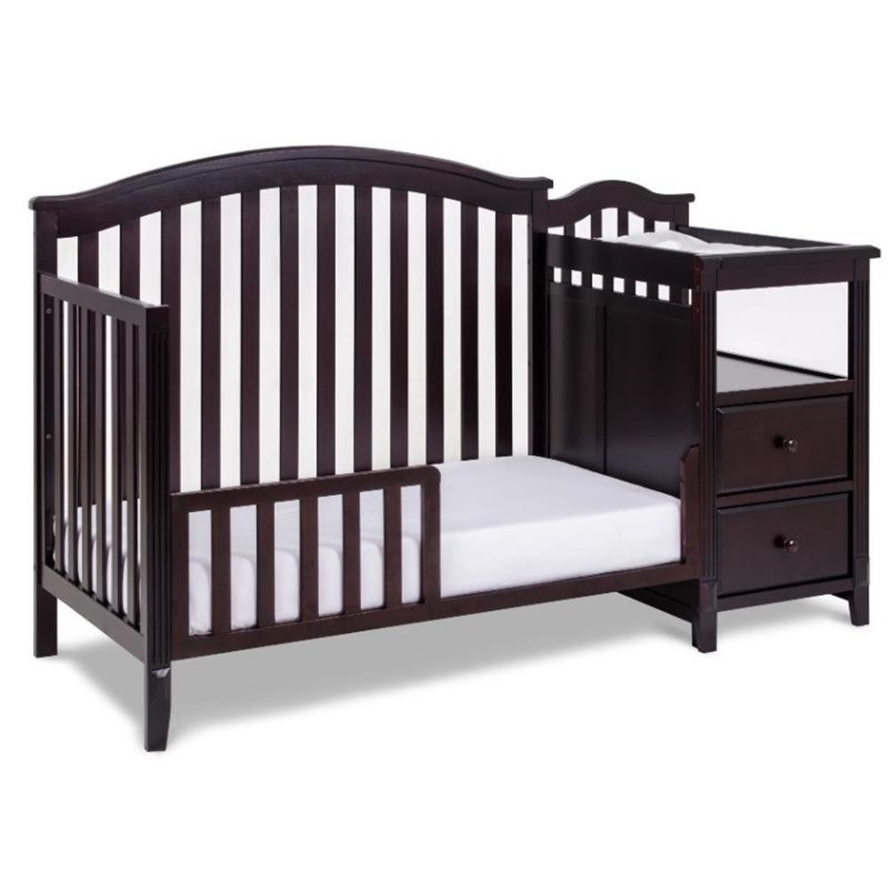AFG Baby Furniture Kali 4-in-1 Convertible Crib w/ Toddler Guardrail Espresso