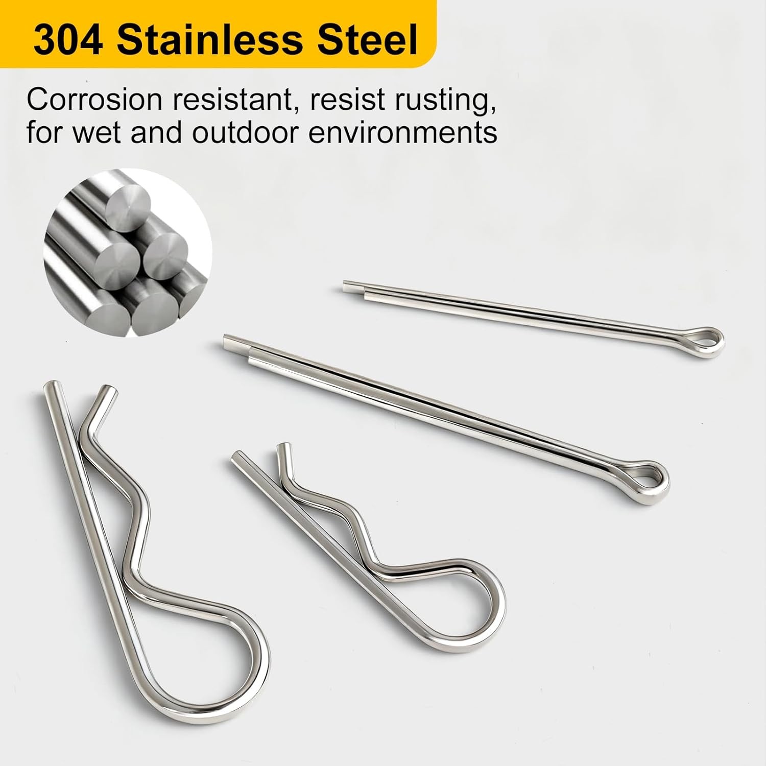 Cotter Pin Assortment Kit 283 Pcs, 304 Stainless Steel 16 Sizes Cotter Pins Hair