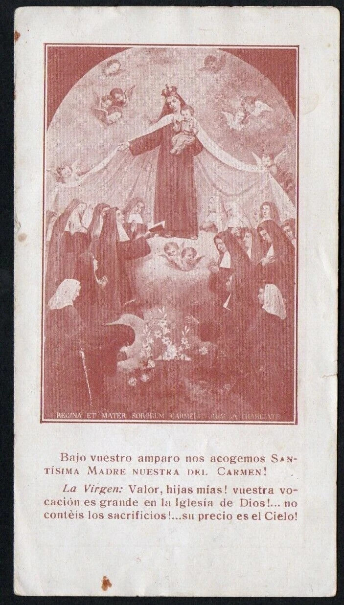 Holy card antique de la Virgin del Carmen santino image pieuses estampa