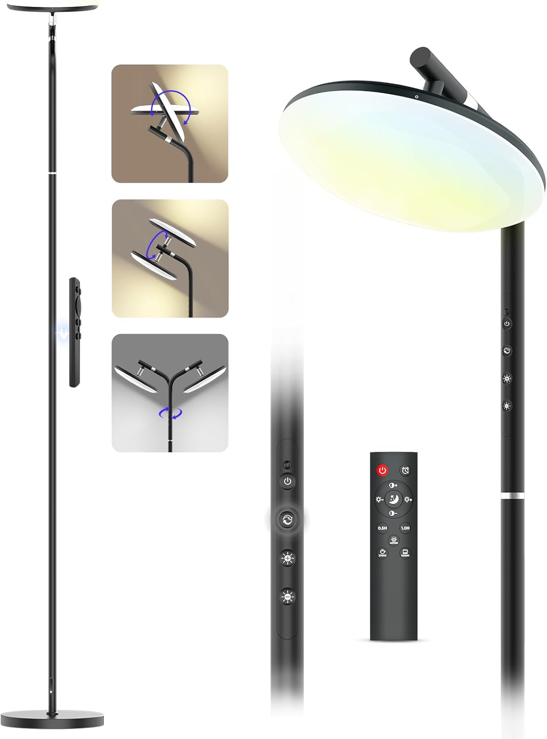 LED Floor Lamp, 36W Super Bright Standing Lamp with Remote &Touch Control, 69" S