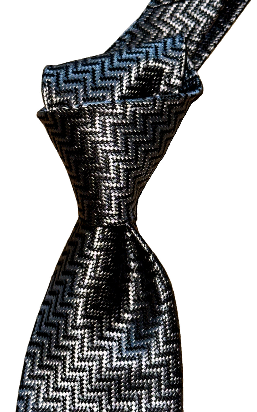 $330 NWT TOM FORD Gray & Black diagonal Waves 3.6” chevron silk neck Tie Italy