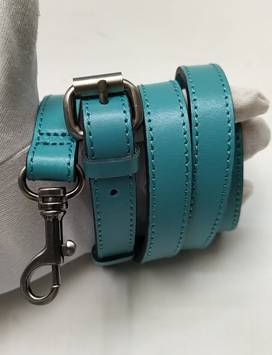 Teal Blue Leather Replacement Strap With Silver-tone Spring Trigger Hook