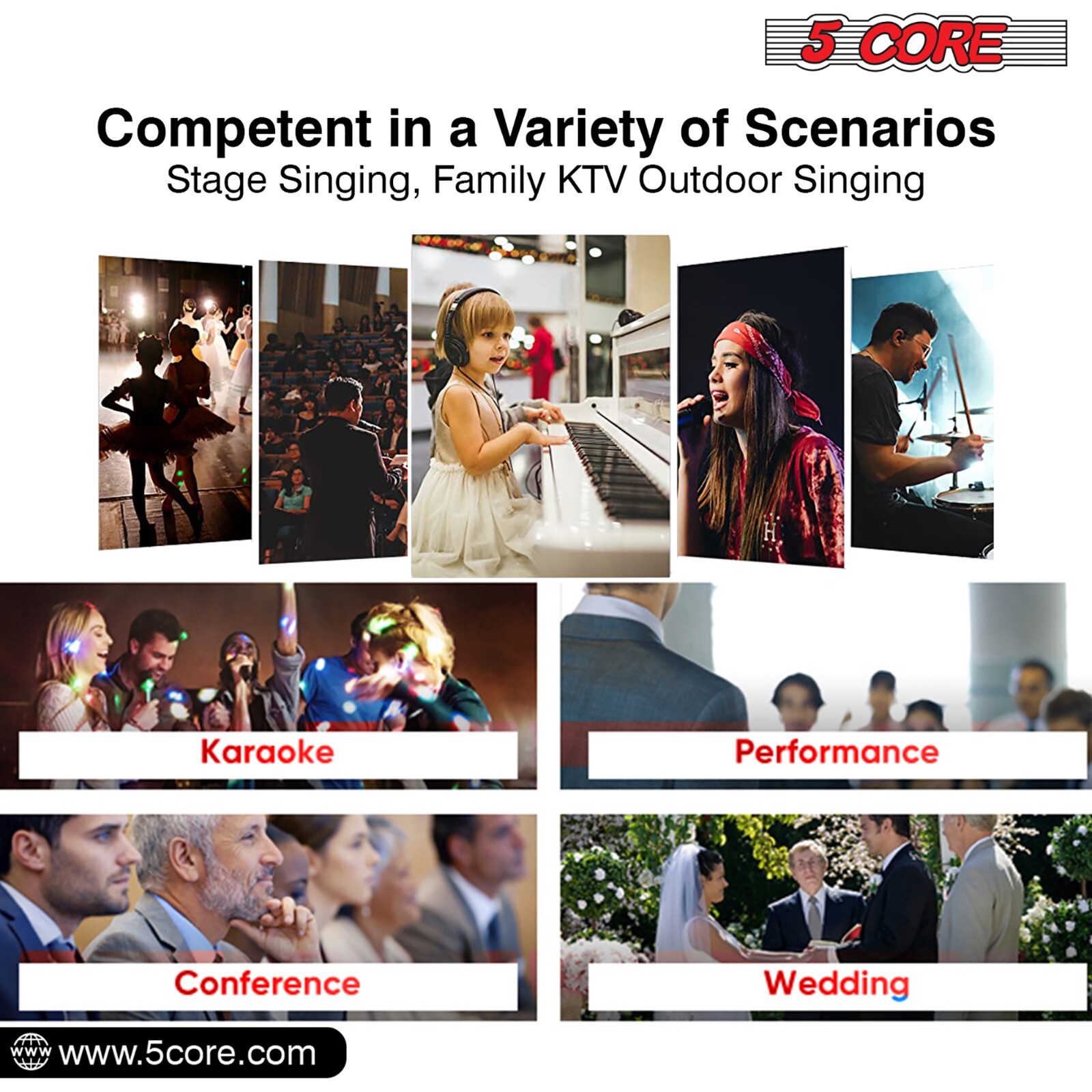 5Core Premium Vocal Dynamic Cardioid Handheld Microphone Unidirectional Mic