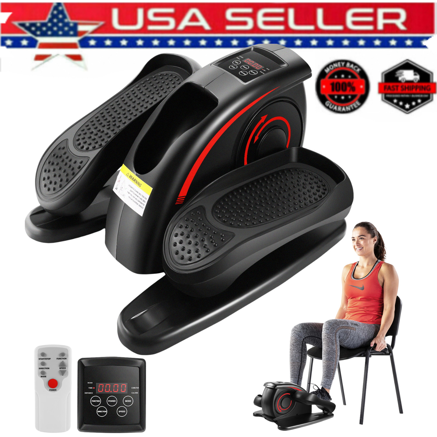 Under Desk Elliptical Machine Electric Pedal Bike Exerciser Trainer Home Office#