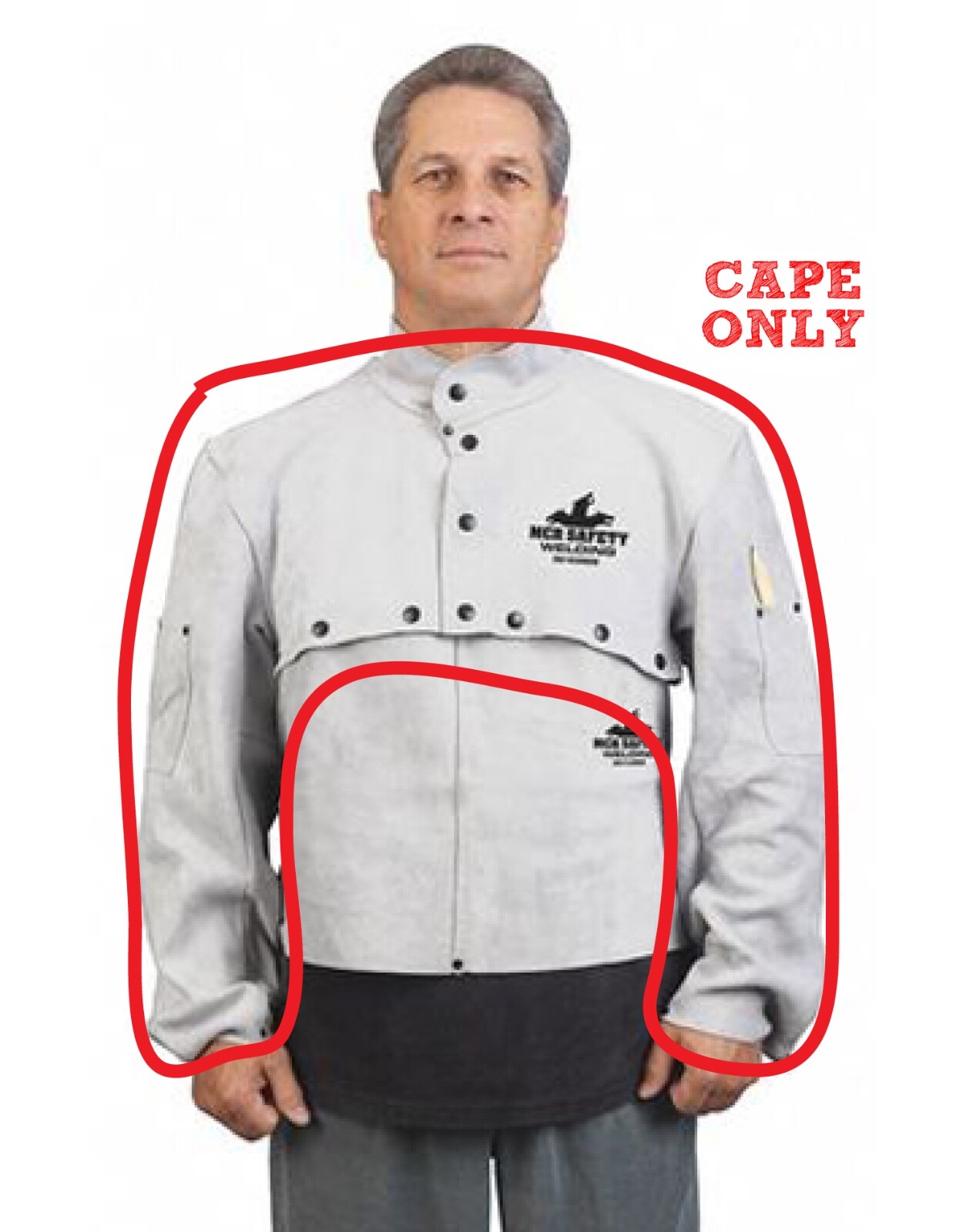 MCR SAFETY 38100MWXXXL Leather Welding Cape Jacket XXXL, (CAPE ONLY) NEW!