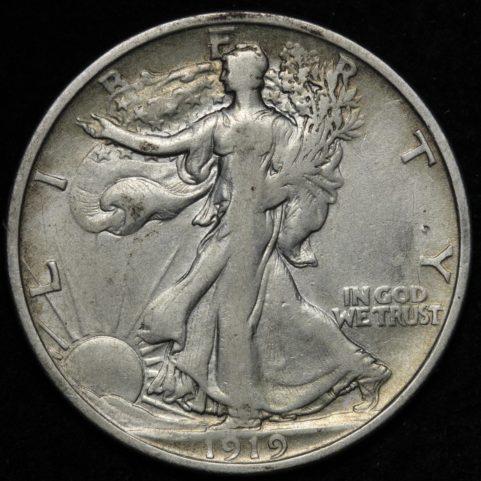1919-D Walking Liberty Silver Half Dollar XF E358 GTQESU