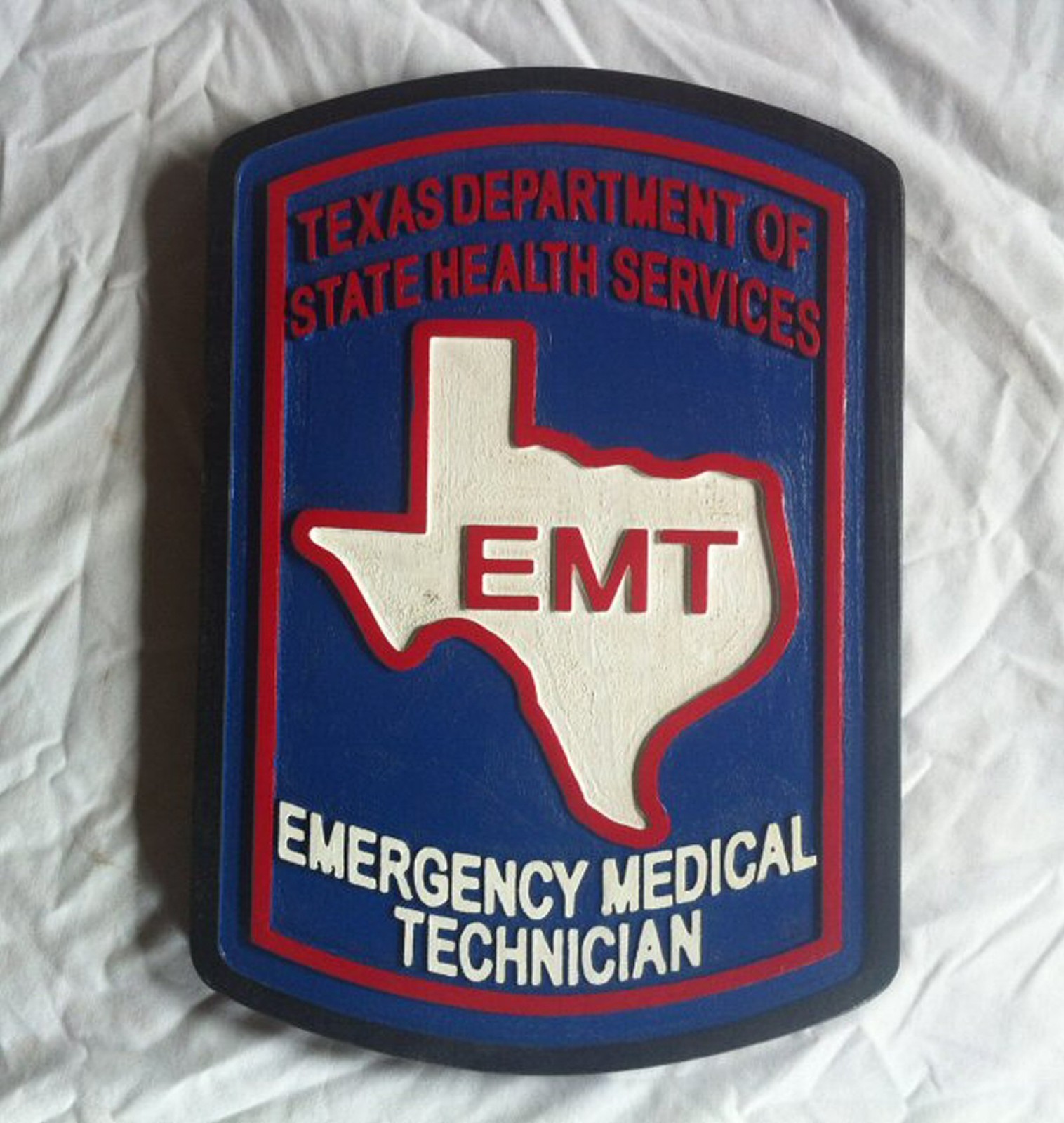 Fire Department Texas Emergency Medical Technician wood patch sign plaque