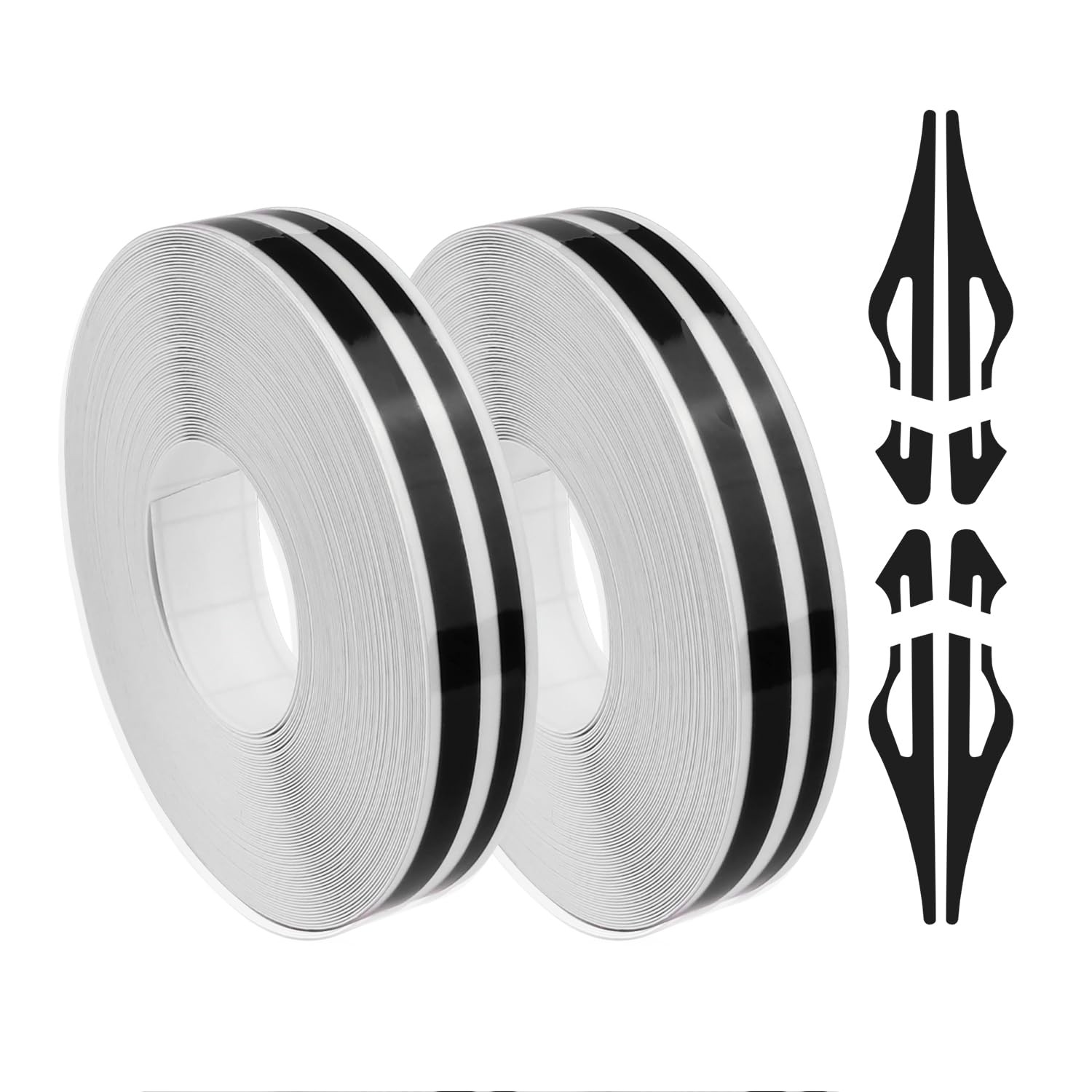 2PCS Pinstripe Tape Car Decorations,Universal Vinyl 2.7x2.7x0.5 inch, Black