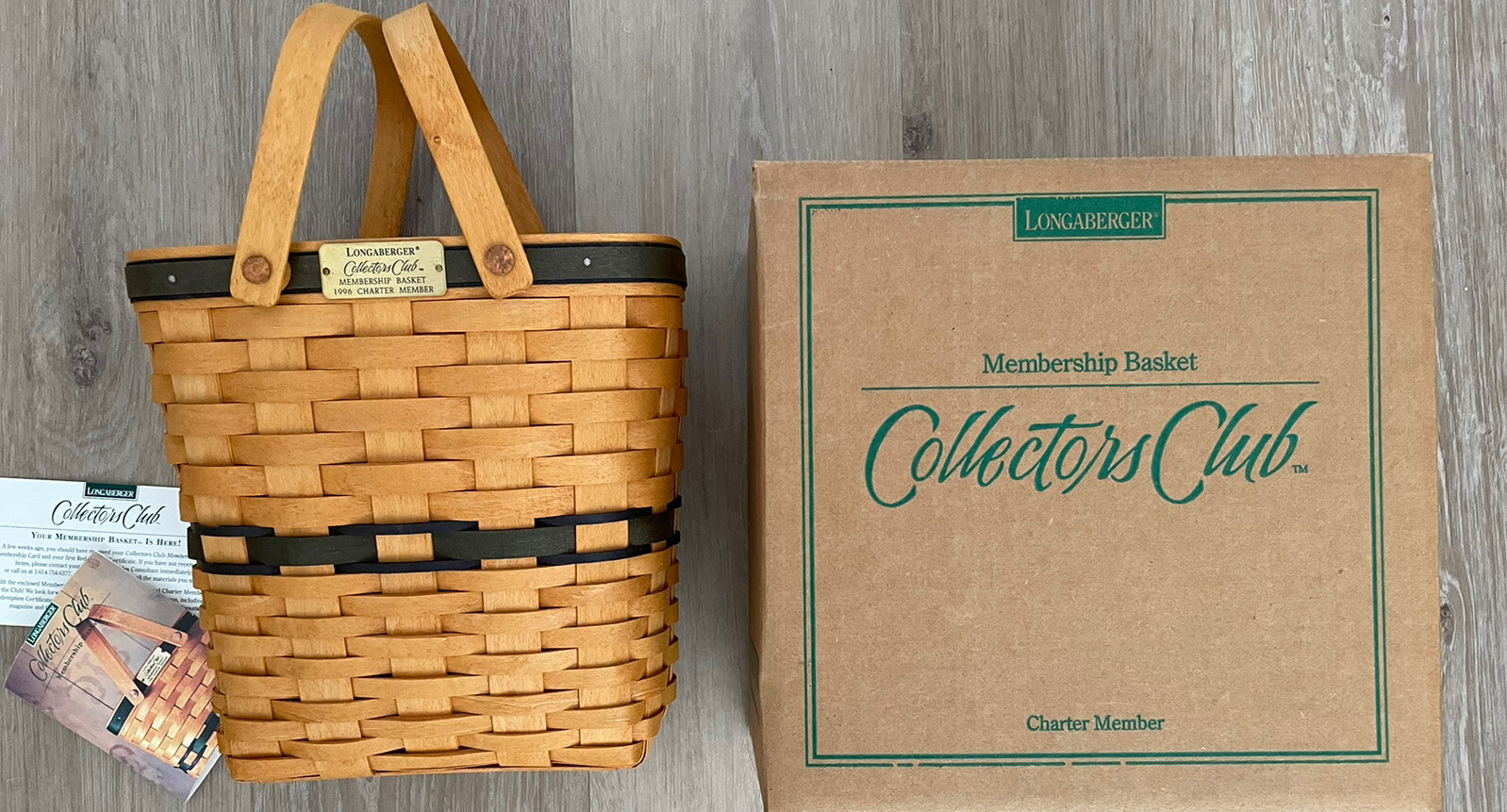 Longaberger 1996 Charter Membership Basket 62839 and Box