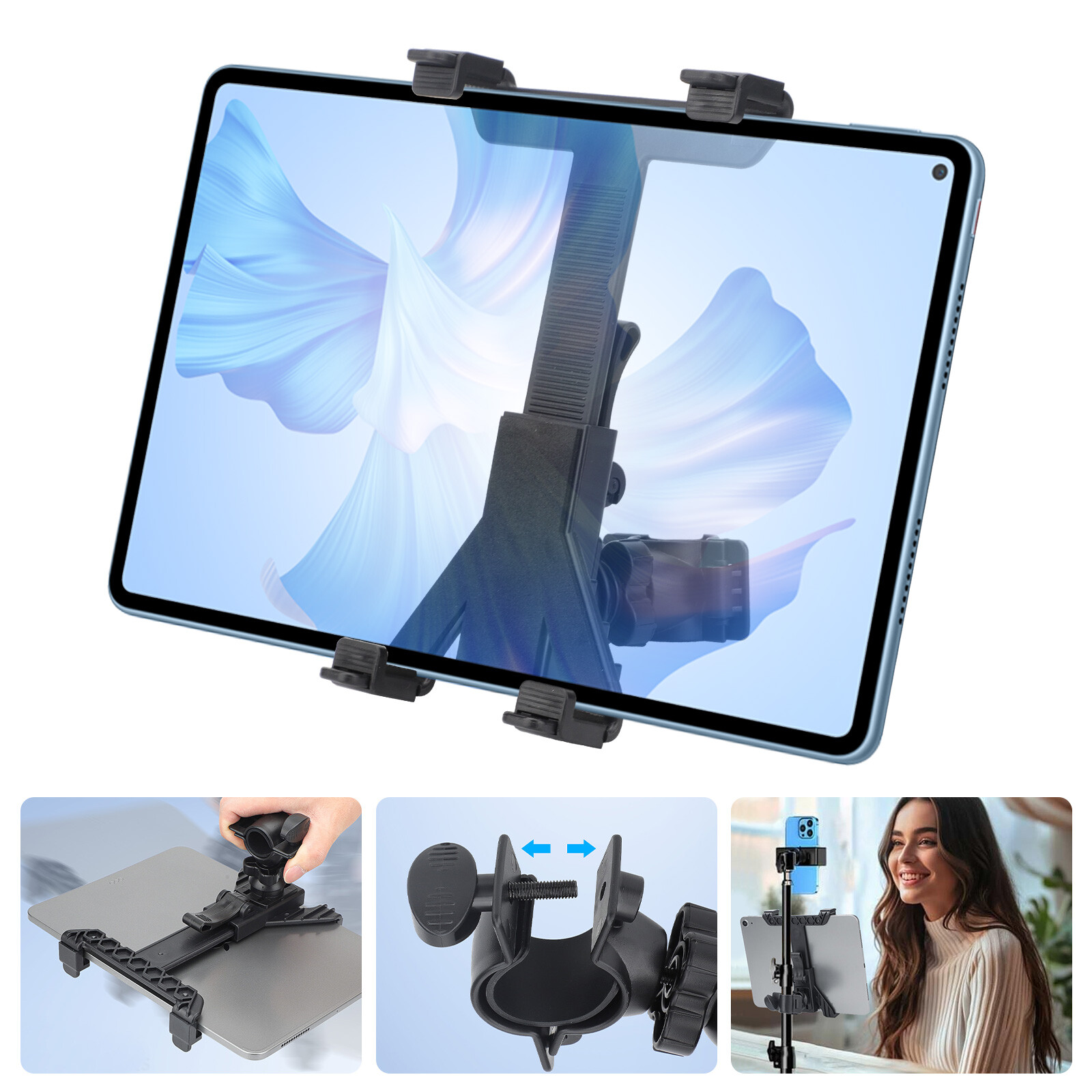 Black Music Microphone Stand Holder Mount For 7-11" Tablet iPad Air Samsung Tab