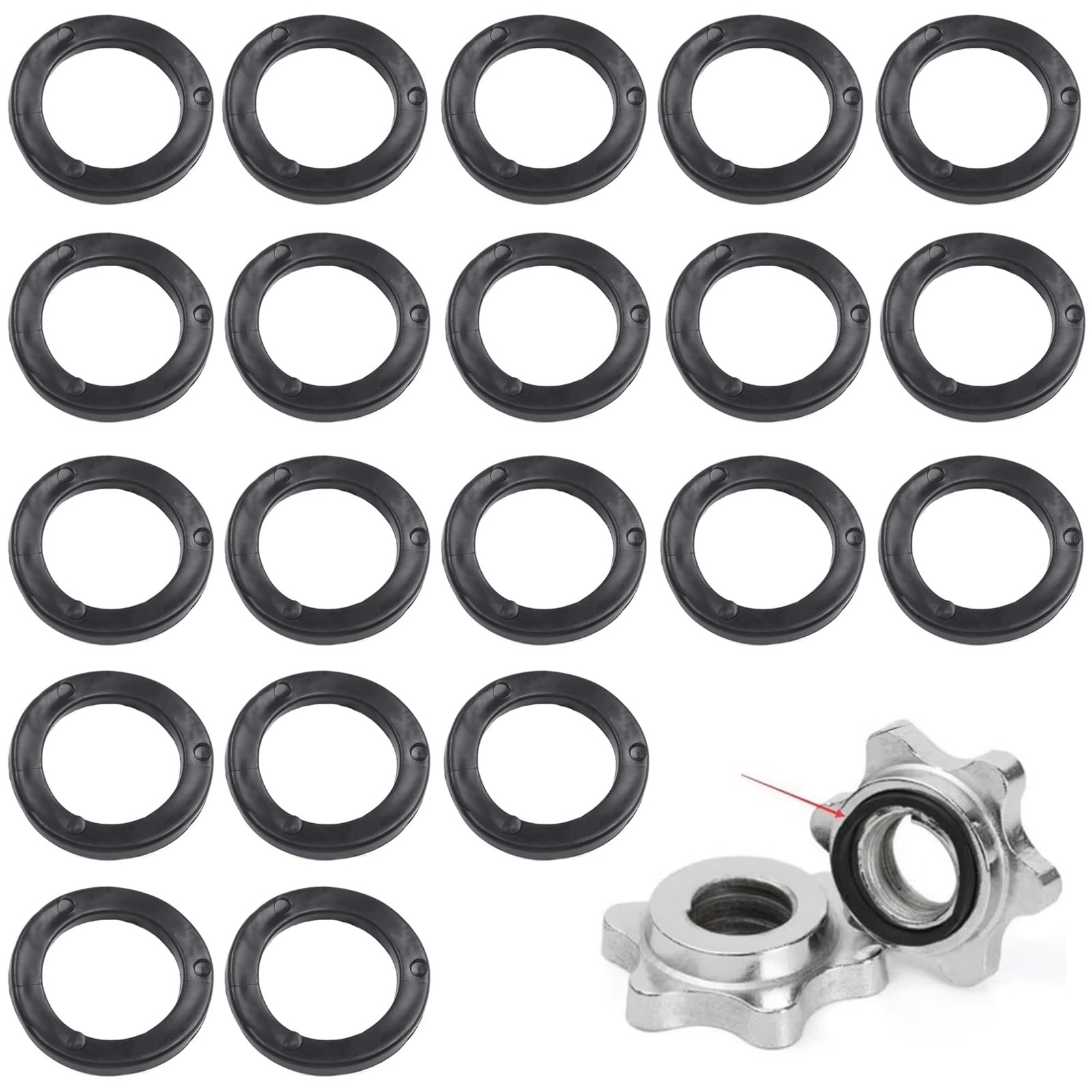 20 Pack Dumbbell Collars Rubber Washer 25mm x 35mm x 3mm 1" Flat O-Rings Non ...