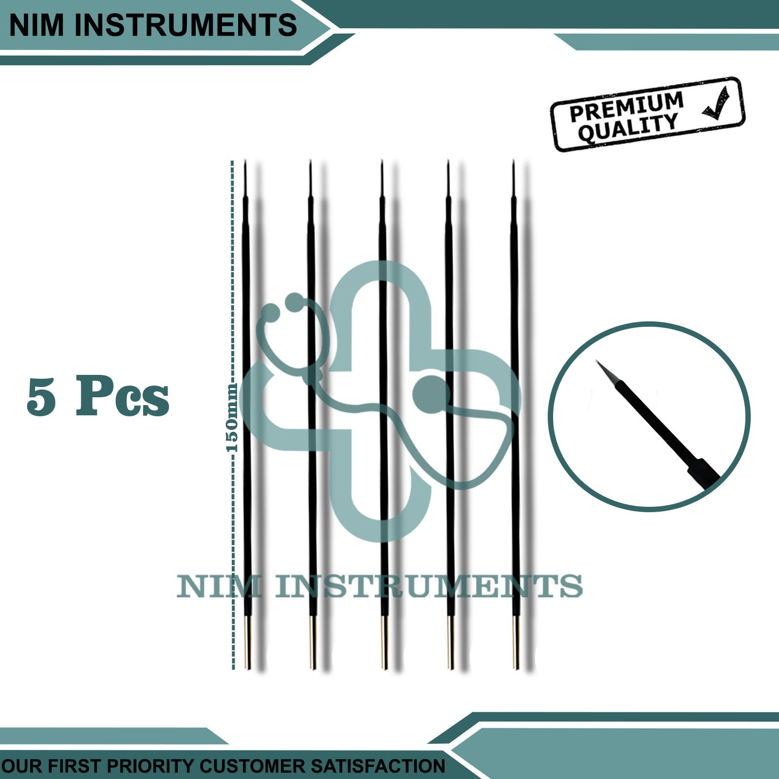 Autoclave Needle Electrosurgical Tips Reusable Diathermy Electrodes Cautery 5Pcs