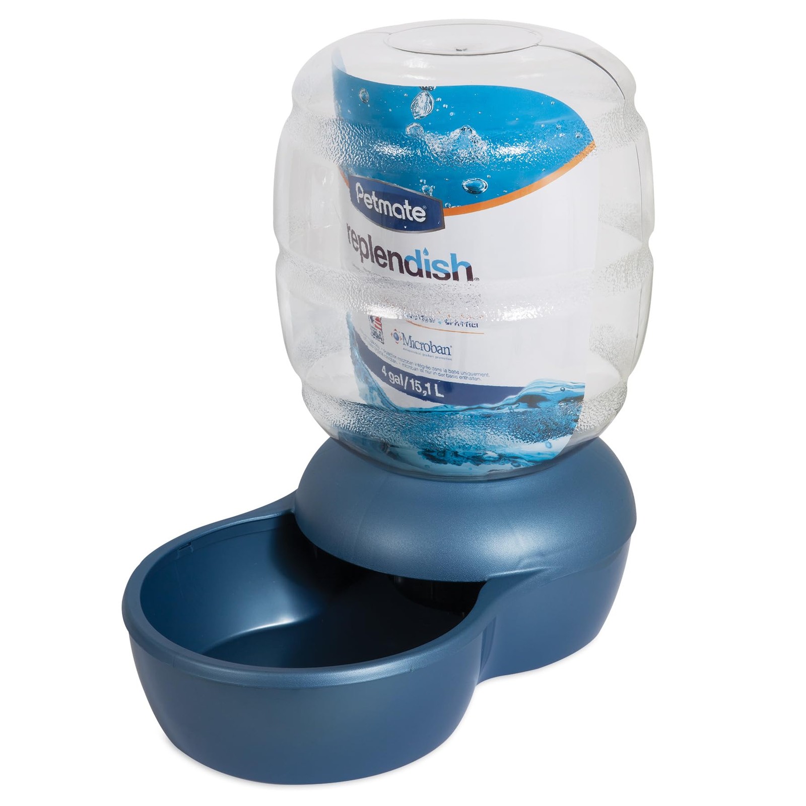 Petmate Replendish Automatic Gravity Waterer for Cats and Dogs, 4 GAL, Blue
