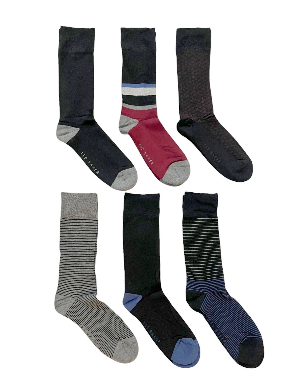 Ted Baker Mens Black Multi Cushioned Comfort Soft Dress Socks - 6 Pack