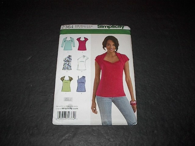 Simplicity Pattern 2364 Misses' Knit Tops w/Sleeve Variations Six Styles 6~14 UC