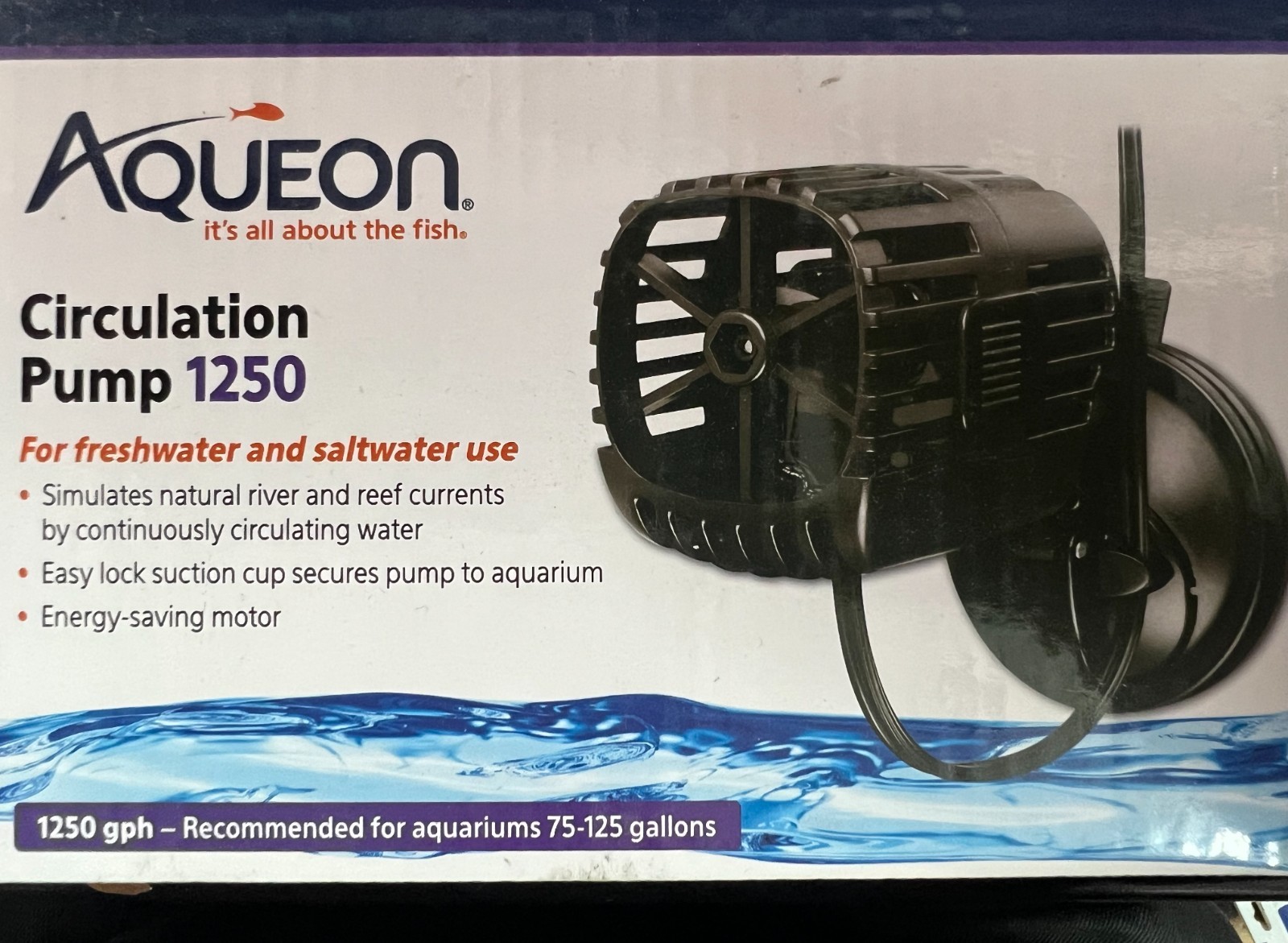 Aqueon Circulation Pump 1250 GPH Simulates Natural River and Reef Currents 0840