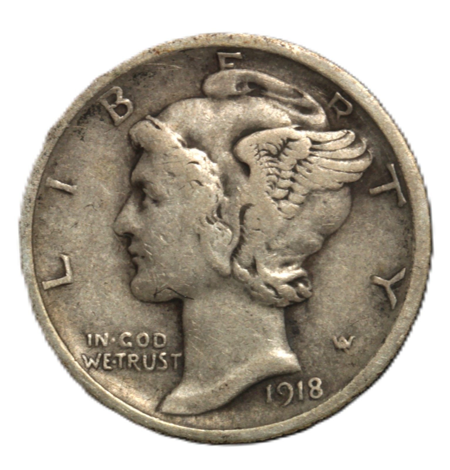 1918-D 10C Mercury Dime - Choice VF- SMH 2045