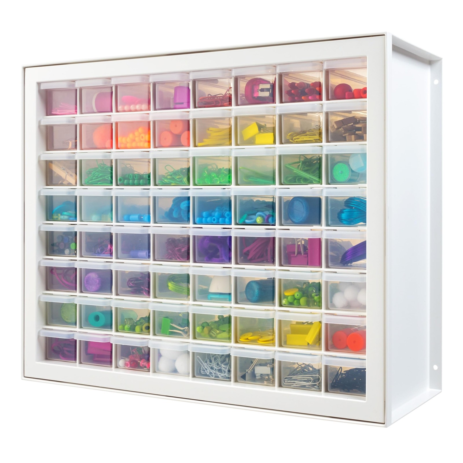 64-Drawer Plastic Organizer Bin for Screws, Bolts, Nails, and Craft Supplies