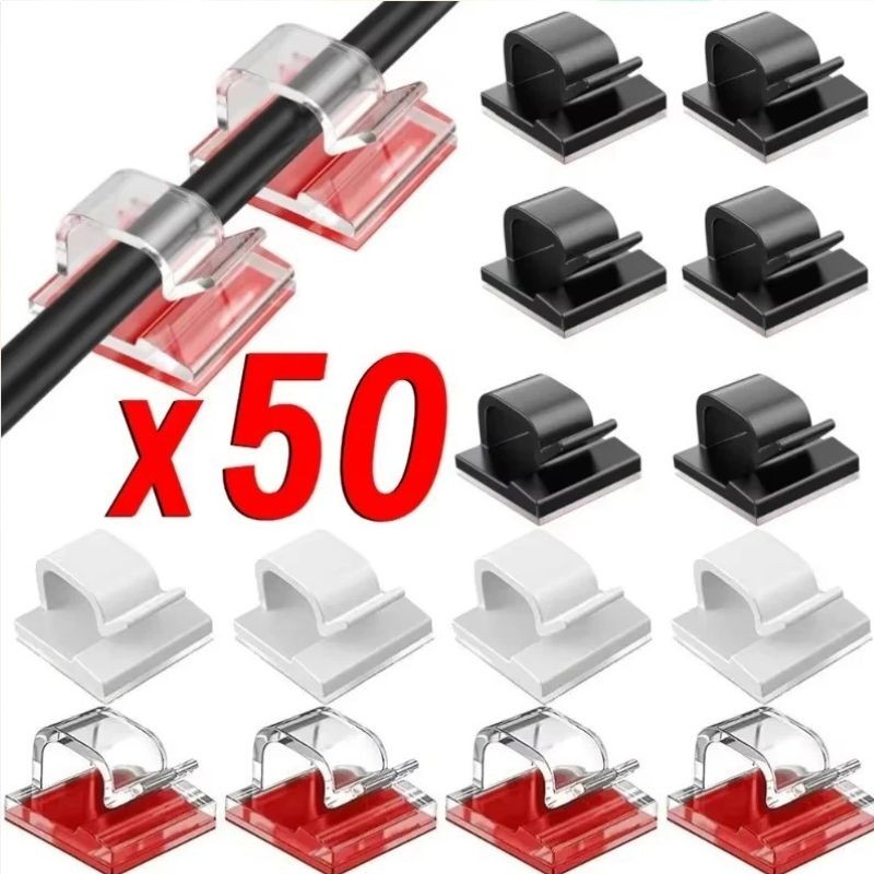 50Pcs Cable Clips Self-Adhesive Cord Management Wire Holder Organizer Clamp US