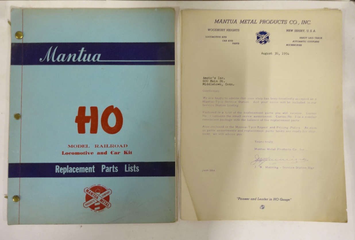 RARE 1954 MANTUA HO MODEL RAILROAD LOCOMOTIVE & CAR KIT REPLACEMENT PARTS LISTS