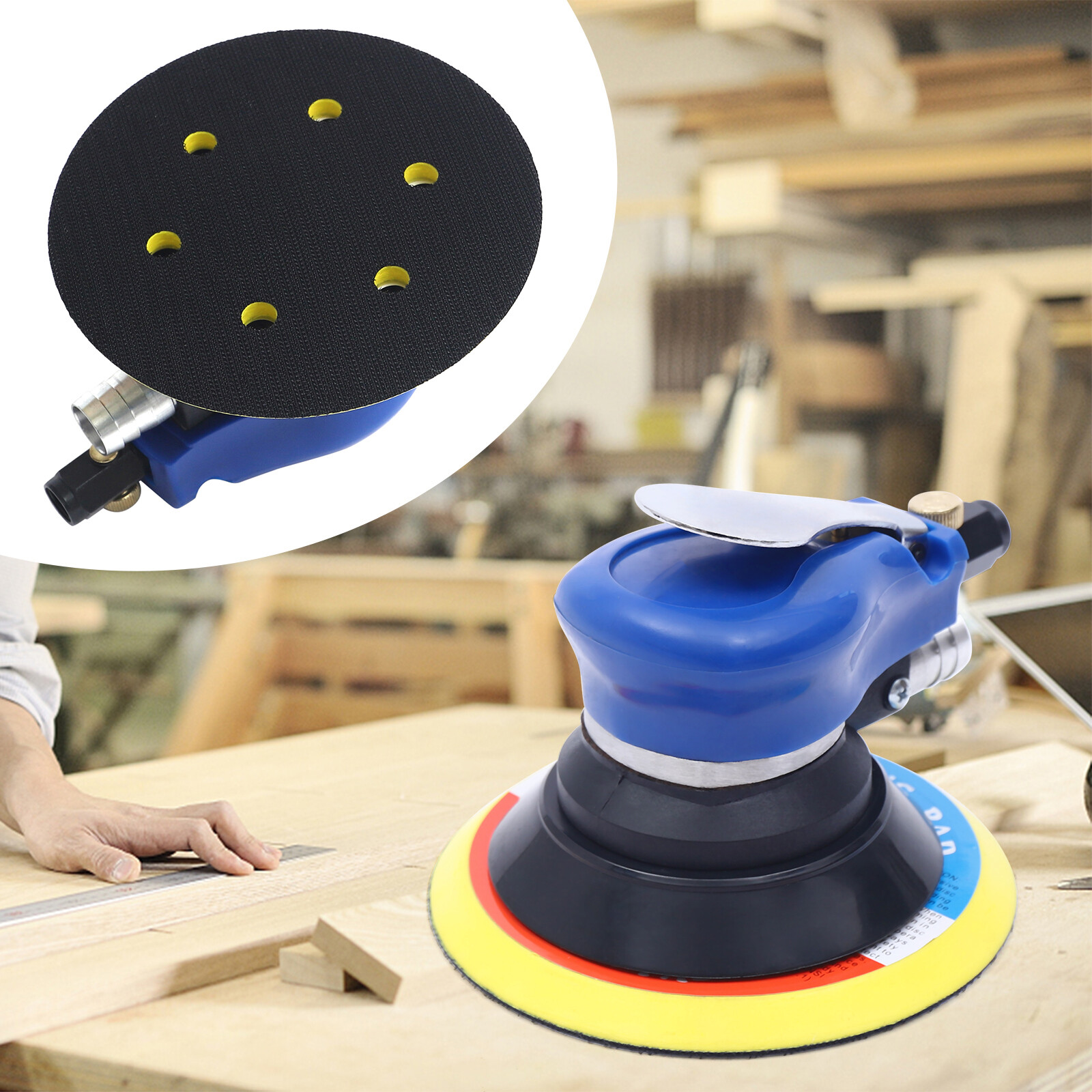 6 Random Orbit Air Sander10K RPM Steel Rotor Dust Extraction Powerful Heavy Duty