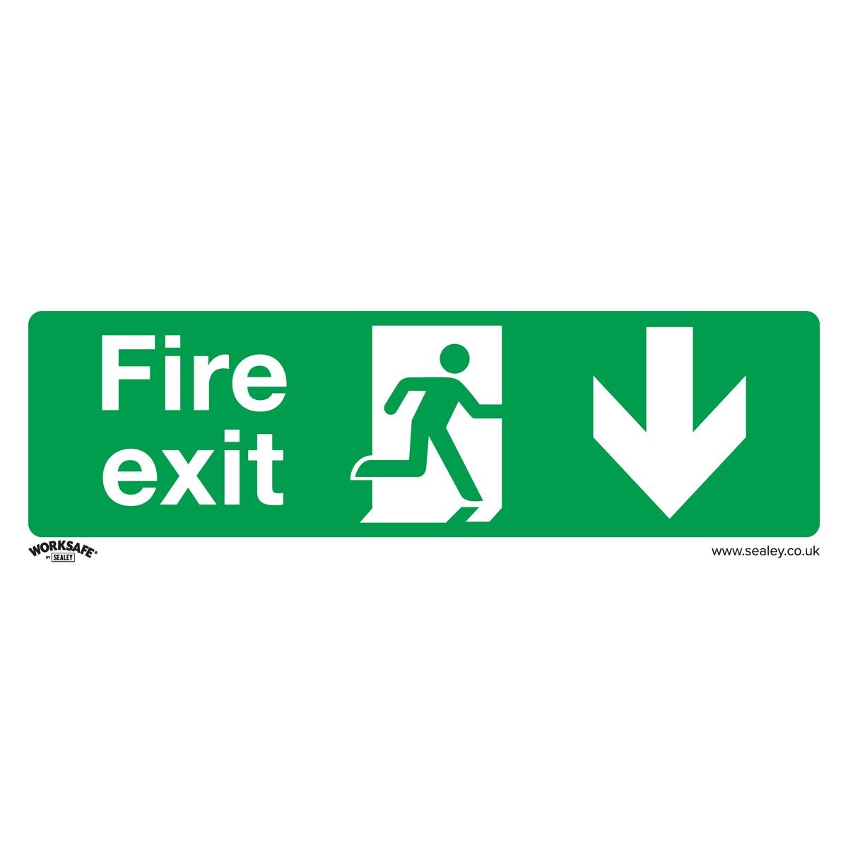 Sealey Safe Conditions Safety Sign - Fire Exit (Down) - Rigid Plastic - Pack of