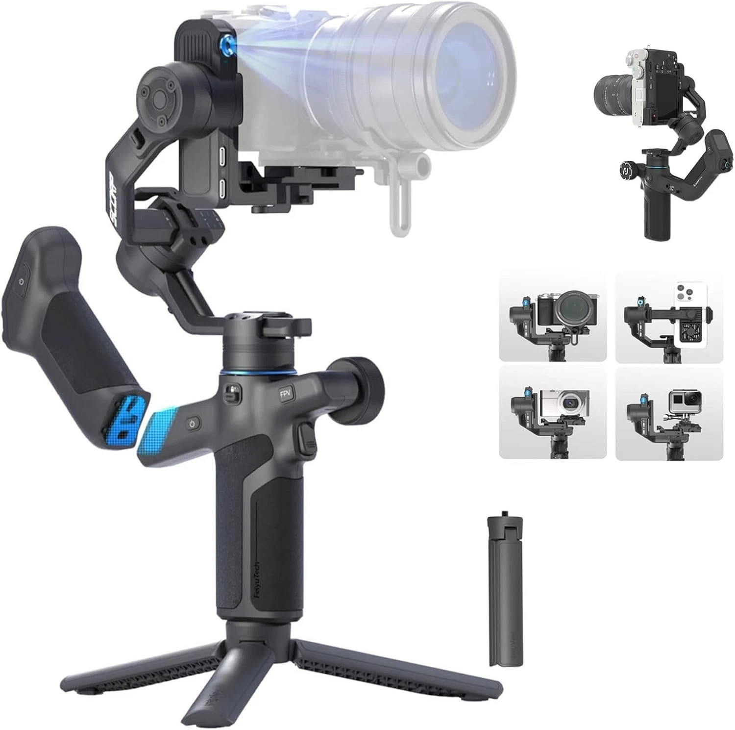 Feiyu SCORP Mini 3 Pro All-in-One Gimbal Stabilizer, AI Tracking Remote Handle