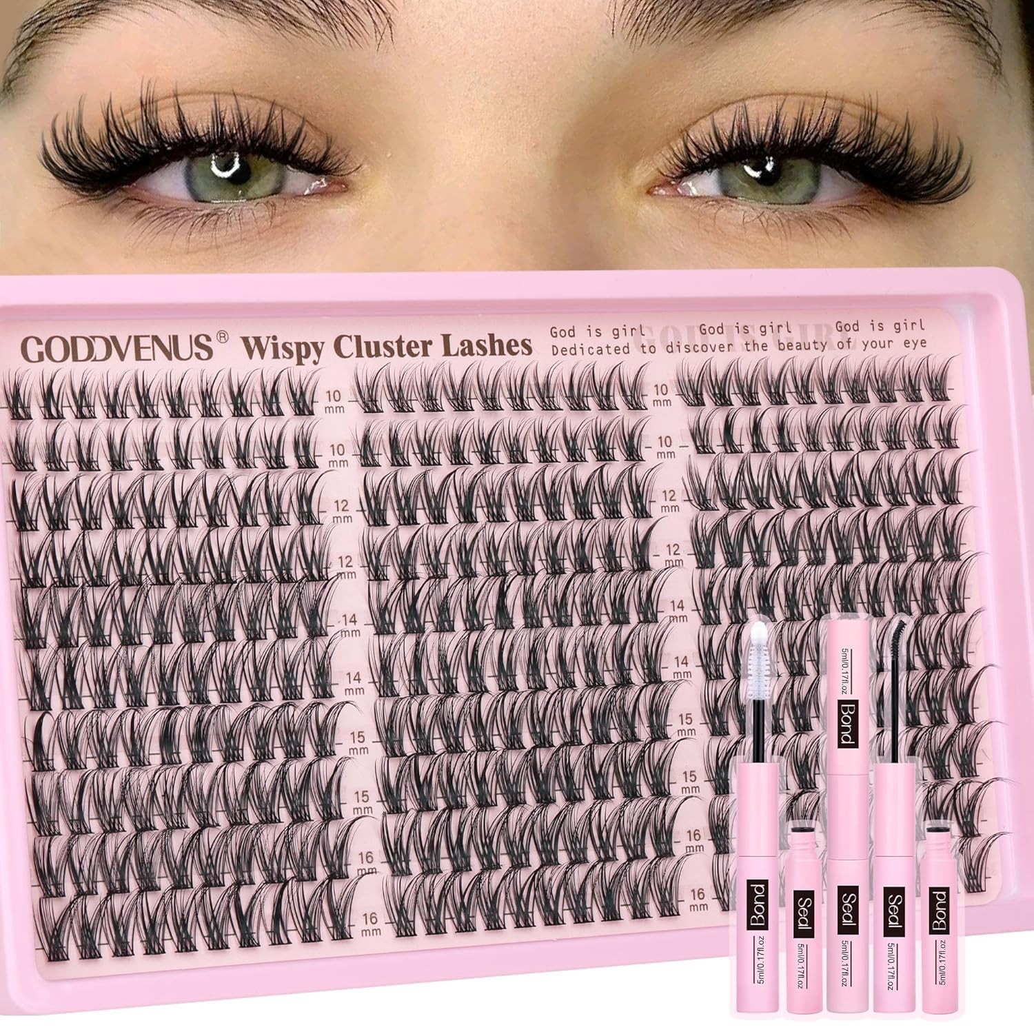 Lash Clusters Kit 300Pcs C Curl 10-16mm Wispy DIY Eyelash Extension Natural