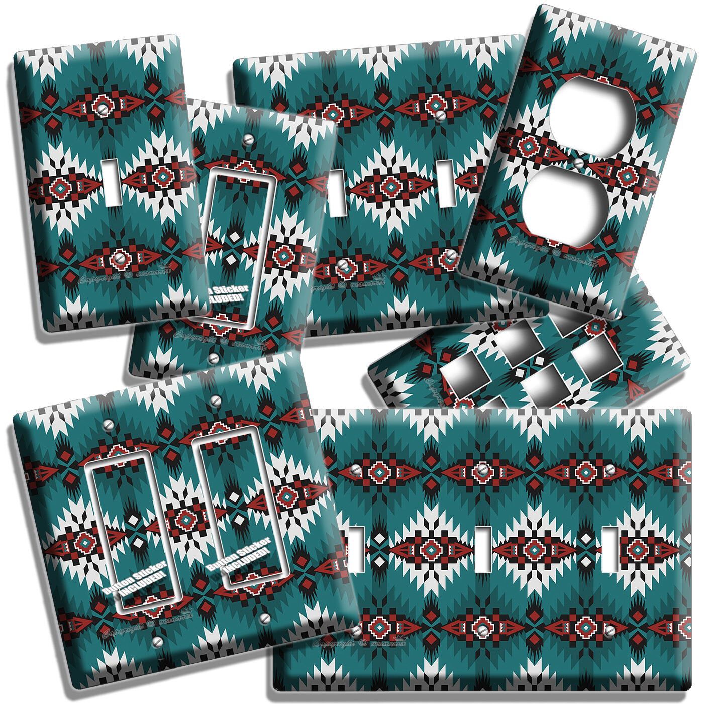 NATIVE AZTEC SOUTHWEST PATTERN LIGHT SWITCH OUTLET WALL PLATE WESTERN ROOM DECOR