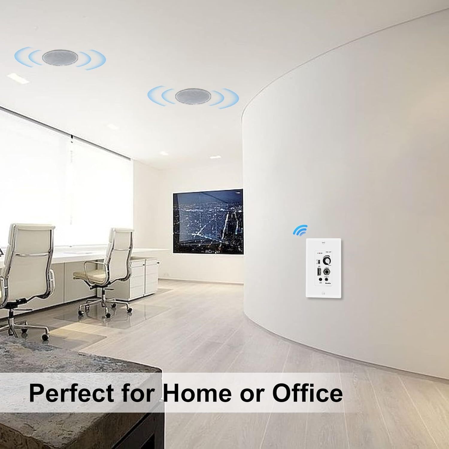 Herdio Bluetooth Wall Amplifier 4-Channels Volume Control USB/MIC/AUX(3.5mm) US