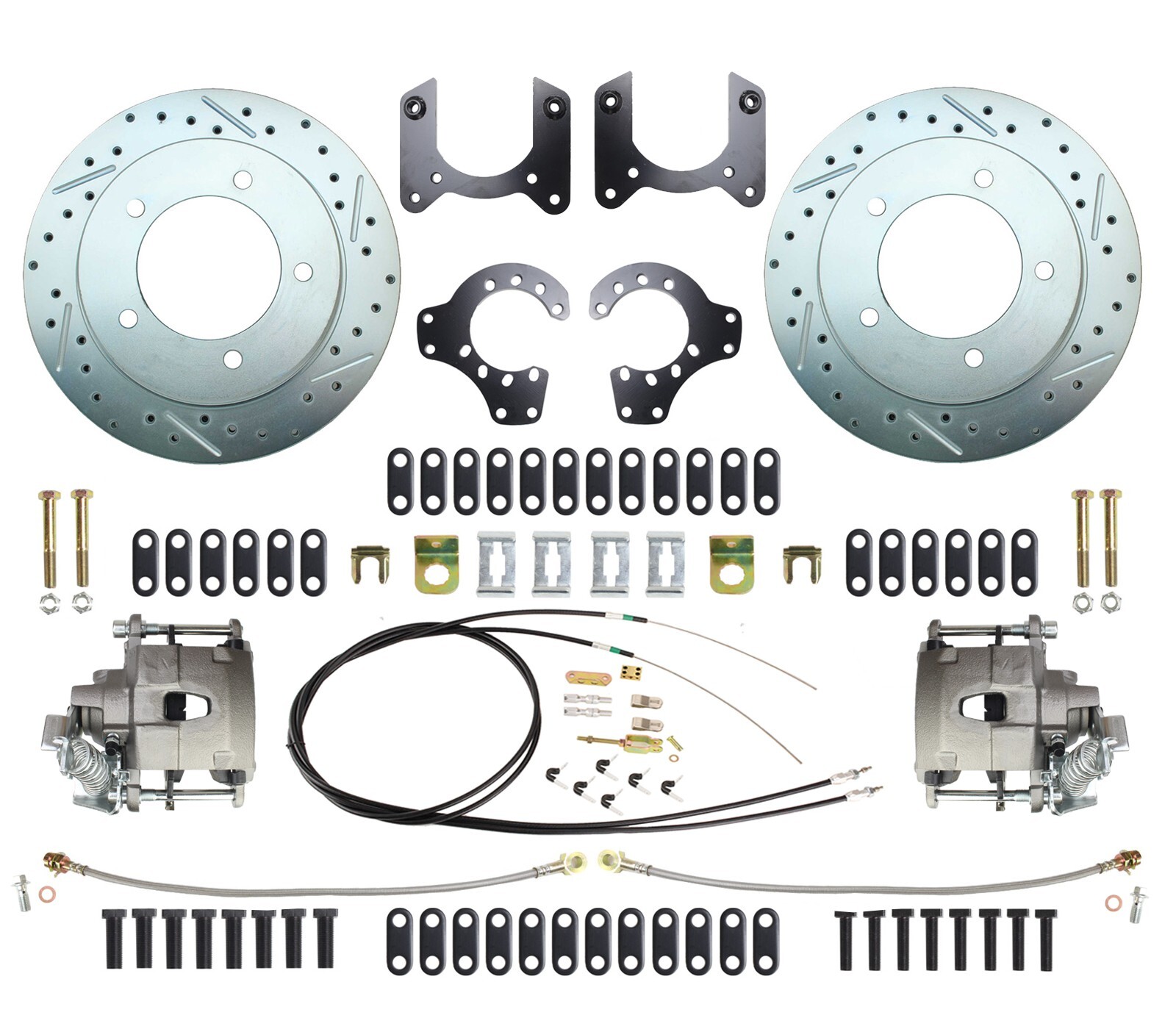 1980-1996 Ford F-150 & Bronco 8.8 Rear Disc Brake Kit,  Drilled & Slotted