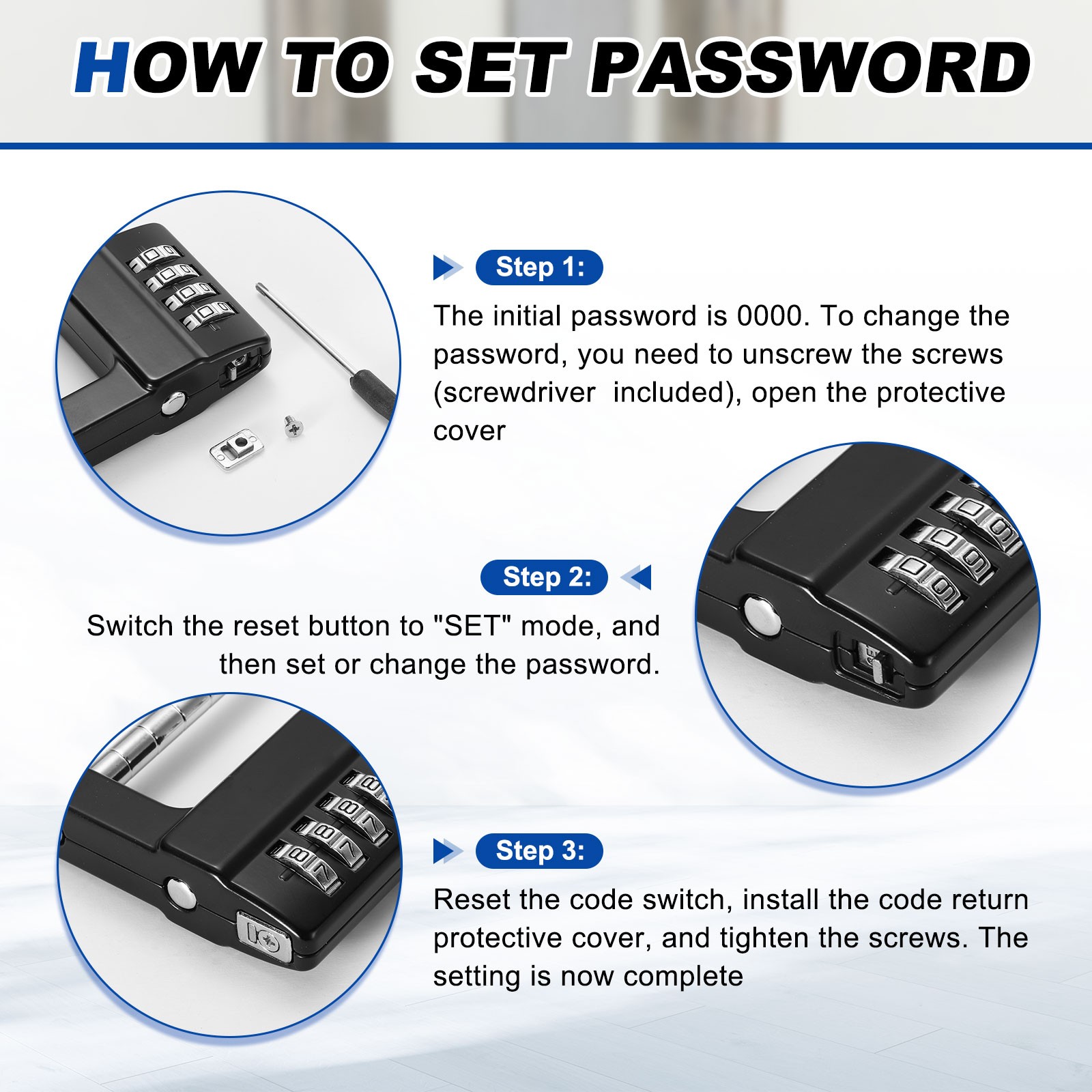 4 Digit Combination Padlock, (4.6 Inch, Silver)(2 Set), Cabinet Lock Adjustable