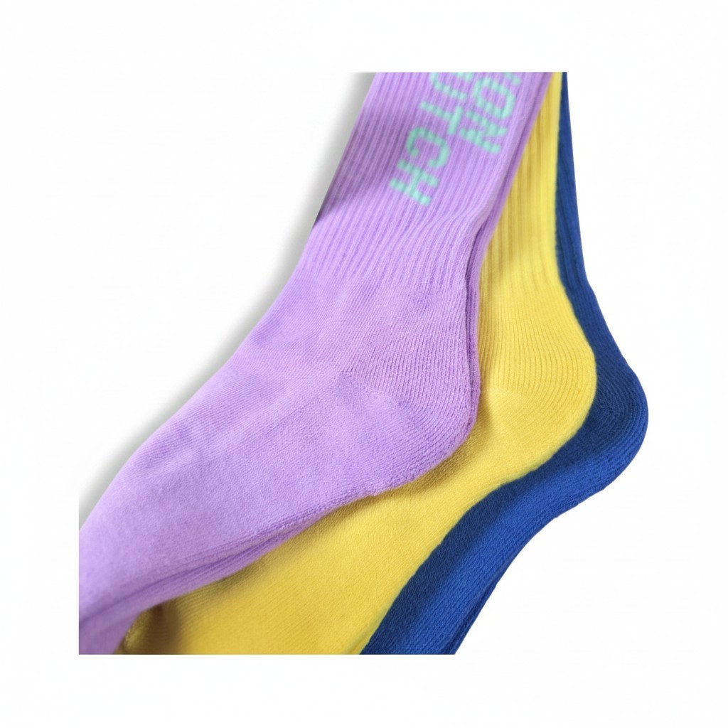 Von Dutch Originals Crew Socks 3-Pack Lilac Yellow Blue Y2K Streetwear New