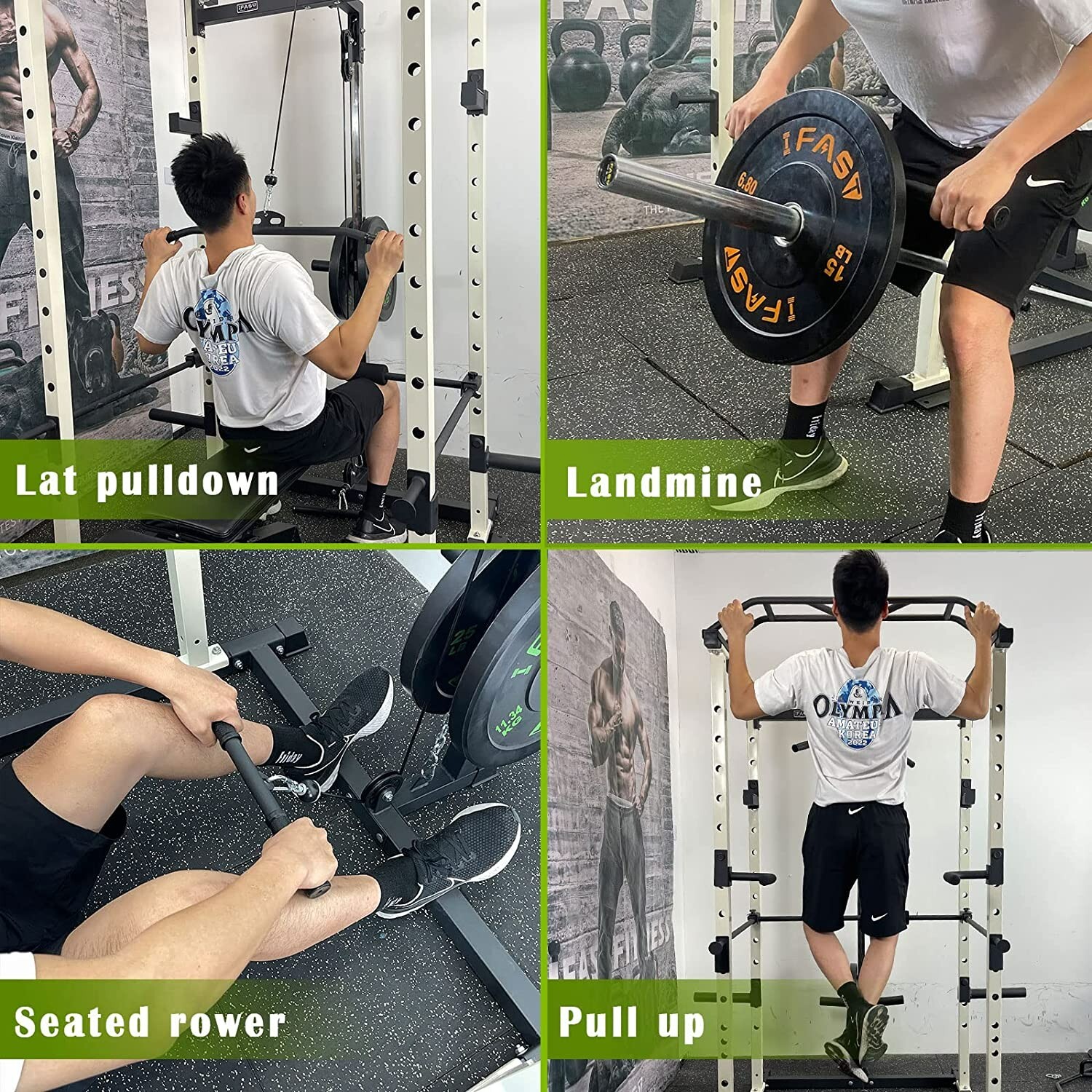 Multi-functional Power Cage,Home Adjustable Pullup Squat Rack 1000Lbs Capacity