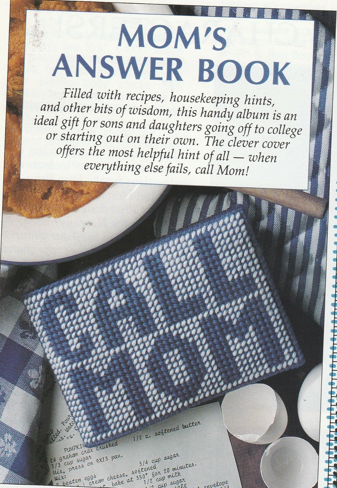 Call Mom Hint Book - 6-1/4"x x 4-1/4"h x 3/4"d - Plastic Canvas Pattern ONLY