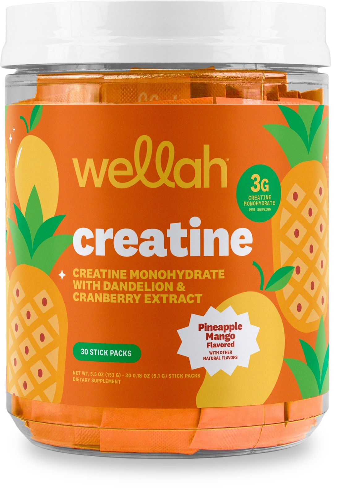 Wellah Creatine For Women (Pineapple Mango) 30 Stick Packs