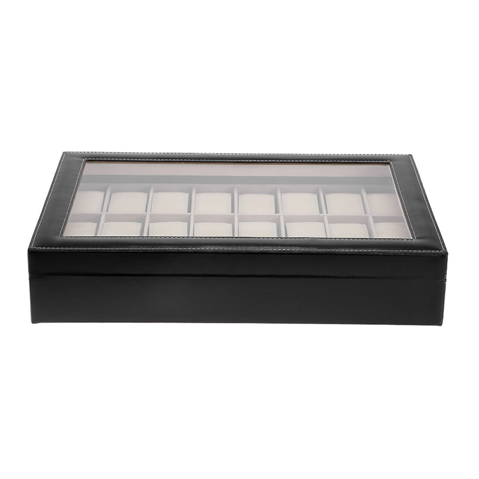 24 Slots Watch Box PU Leather Watch Case Organizer Watch Display Case Lockable A