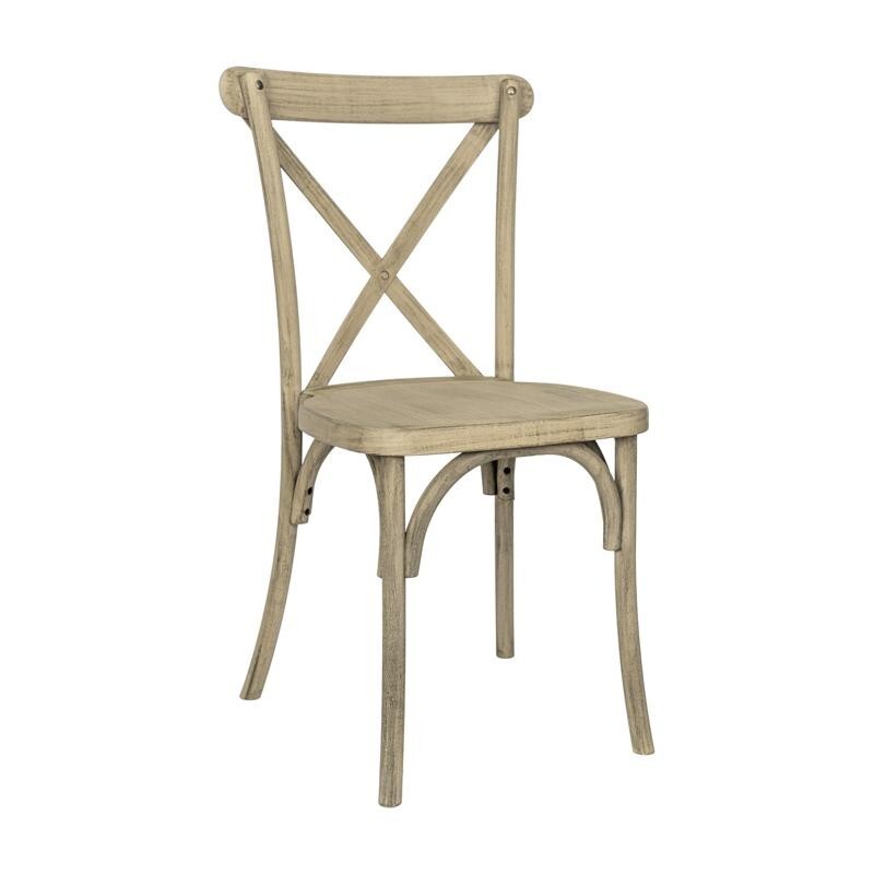 10 PACK Bistro Style Cross Back Restaurant Dining Chair in Resin Light Oak Finis