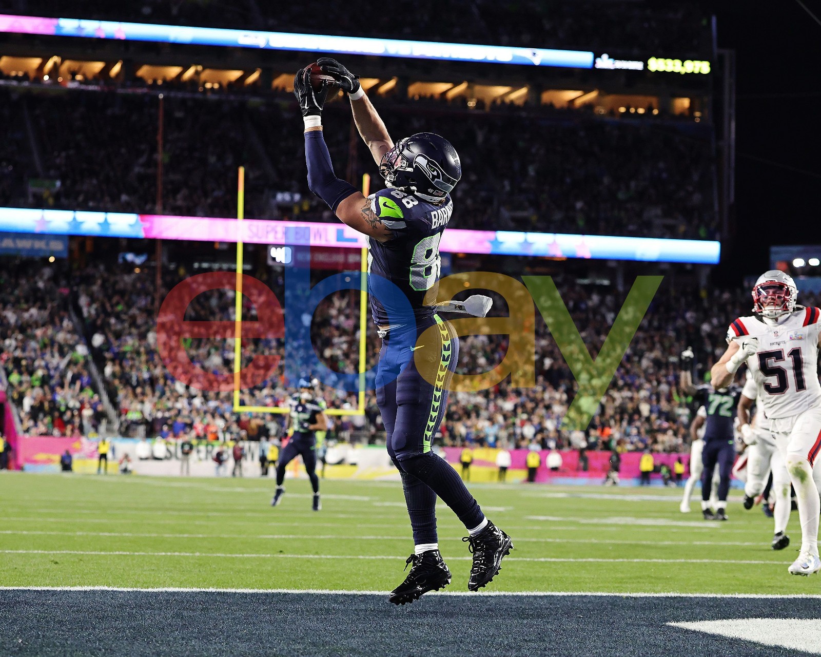 AJ Barner Super Bowl LX Touchdown Seattle Seahawks 8x10 NFL Football Photo