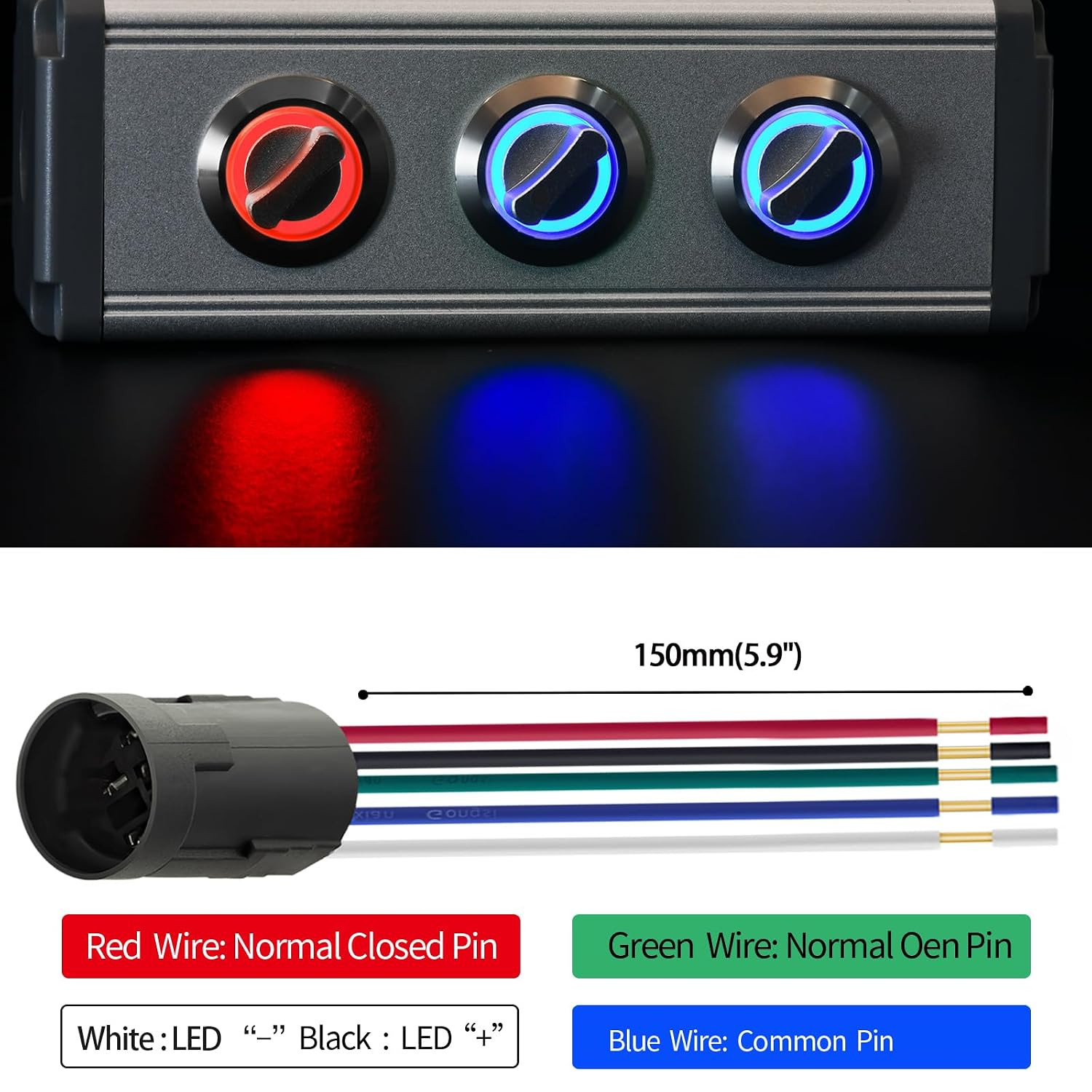 UL Listed 3 Position Rotary Switch 19Mm 12V-24V DC/AC, Latching Selection