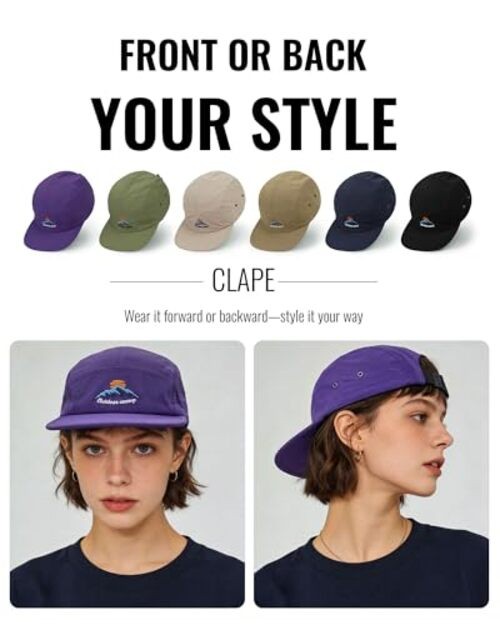 Quick Dry 5 Panel Hat, Moisture-Wicking Water-Resistant One Size Dfb3-black
