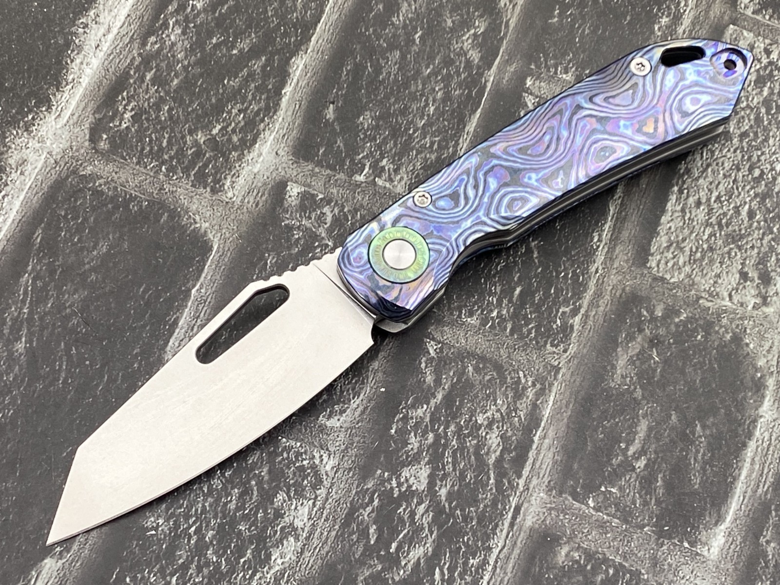 TwoSun TS587-M390-SW-Zircuti Folding Knife Zirconium Damascus Handle PocketKnife