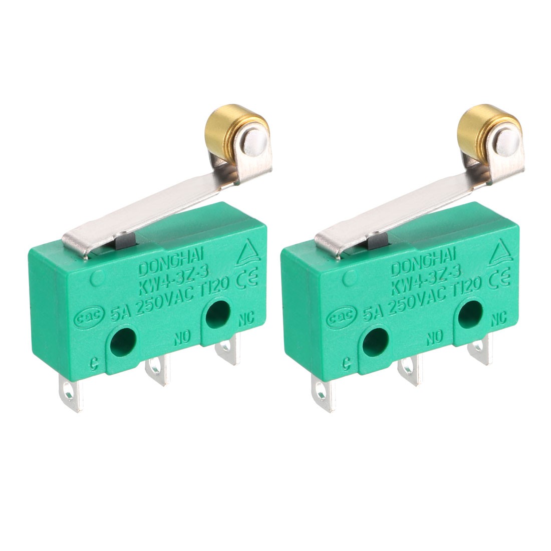 2PCS KW4-3Z-3 Micro Switch SPDT NO NC 3 Terminals Momentary Hinge Roller Lever
