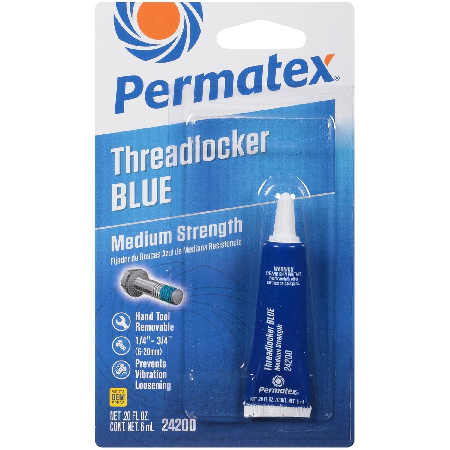 Permatex 24200 Blue Threadlocker Medium Strength Removable 6ml