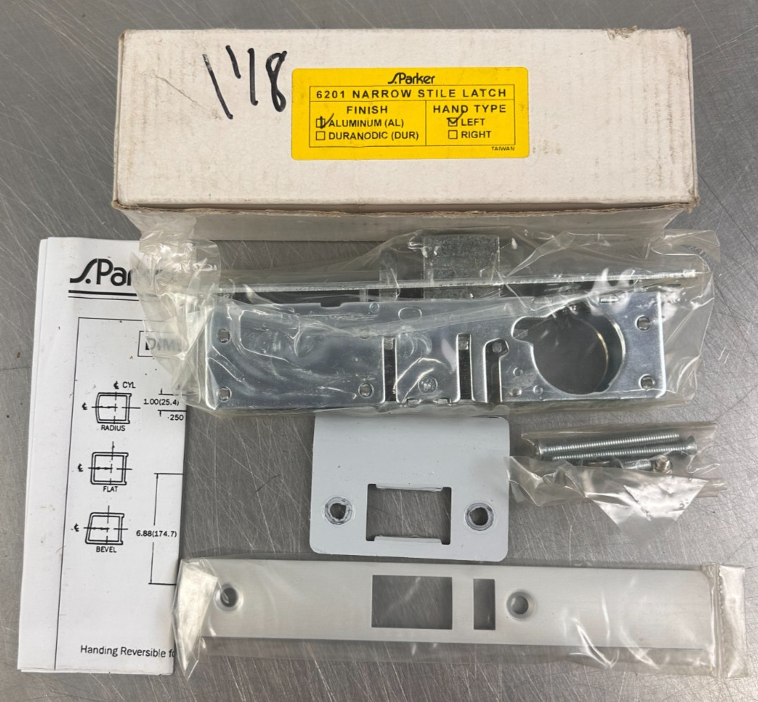 S.Parker 6201 Narrow Style Latch Aluminum Left Hand New in Box